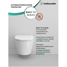 Унитаз подвесной Ambassador Ritz 233K19004RS безободковый, с сиденьем микролифт, белый глянец