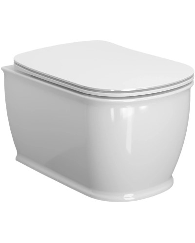 Унитаз подвесной Ambassador Royal 263K19002RS безободковый, с сиденьем микролифт, белый глянец