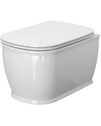 Унитаз подвесной Ambassador Royal 263K19002RS безободковый, с сиденьем микролифт, белый глянец