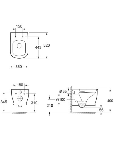 Унитаз подвесной Ambassador Royal 263K19002RS безободковый, с сиденьем микролифт, белый глянец