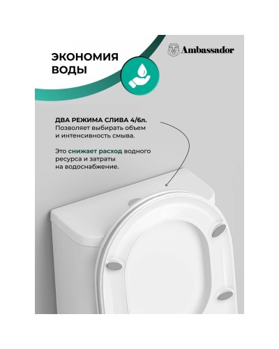 Унитаз-компакт безободковый с сиденьем микролифт Ambassador Abner 107K19001RS