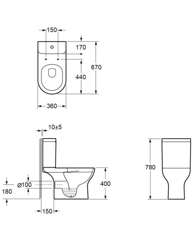 Унитаз-компакт безободковый с сиденьем микролифт Ambassador Abner 107K19001RS