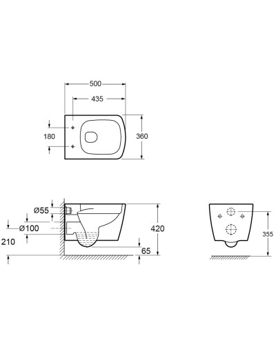 Унитаз подвесной Ambassador Kingston 143K19003RS безободковый, с сиденьем микролифт, белый глянец