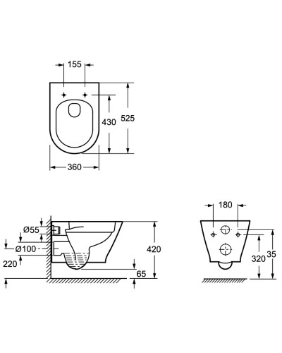 Унитаз подвесной Ambassador Elysium 183K19002RS безободковый, с сиденьем микролифт, белый глянец