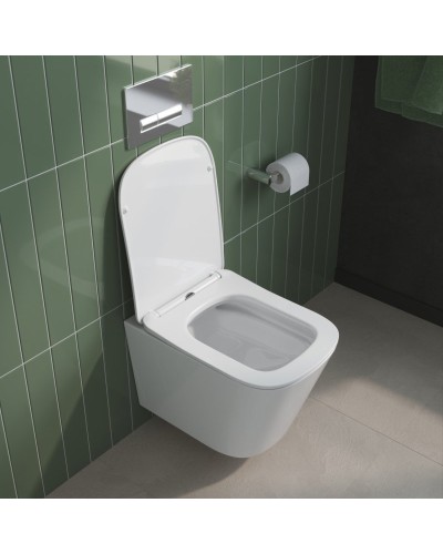 Унитаз подвесной безободковый с сиденьем BelBagno DUE 2.0 BB7107CHR/SC