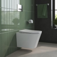 Унитаз подвесной безободковый с сиденьем BelBagno DUE 2.0 BB7107CHR/SC