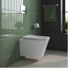 Унитаз подвесной безободковый с сиденьем BelBagno DUE 2.0 BB7107CHR/SC