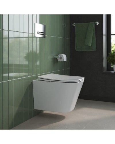 Унитаз подвесной безободковый с сиденьем BelBagno DUE 2.0 BB7107CHR/SC