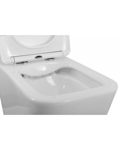 Унитаз подвесной безободковый с сиденьем BelBagno DUE 2.0 BB7107CHR/SC