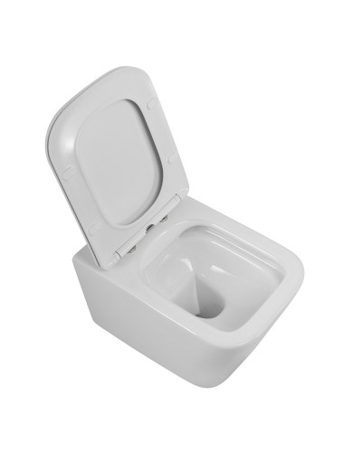 Унитаз подвесной безободковый с сиденьем BelBagno DUE 2.0 BB7107CHR/SC