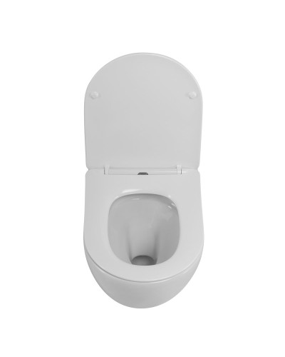 Унитаз подвесной безободковый со смывом Торнадо с сиденьем дюропласт soft close CEZARES STREAM CZR-2426-TH-TOR/SC