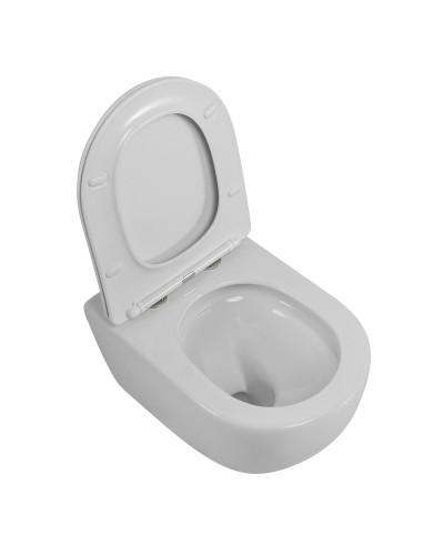 Унитаз подвесной безободковый со смывом Торнадо с сиденьем дюропласт soft close CEZARES STREAM CZR-2426-TH-TOR/SC