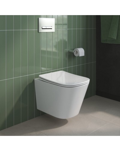 Унитаз подвесной безободковый с сиденьем BelBagno DUE 2.0 BB7107CHR/SC