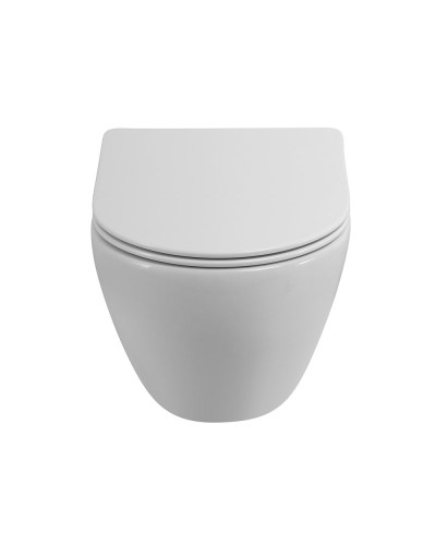 Унитаз подвесной безободковый со смывом Торнадо с сиденьем дюропласт soft close CEZARES STREAM CZR-2426-TH-TOR/SC