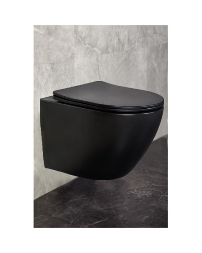 Унитаз подвесной безободковый, черный глянец (крышка дюропласт-микролифт) Z19-05b