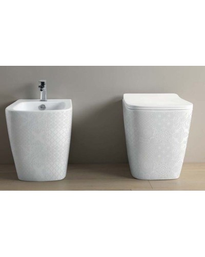 Унитаз Artceram A16 ASV004 01 86 приставной Белый с декором Cementina