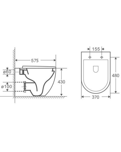 Унитаз Grossman GR-PR4450S приставной с сиденьем Микролифт