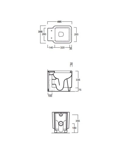 Чаша напольного/приставного унитаза Simas Flow FL61bi