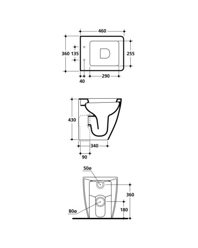 Приставной унитаз Kerasan Ego 321401