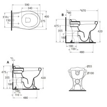 Чаша напольного/приставного унитаза Azzurra Jubilaeum JUB100/P bi