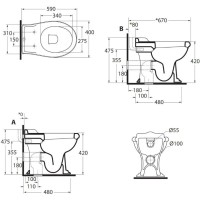 Приставной унитаз Azzurra Jubilaeum JUB110/P bi