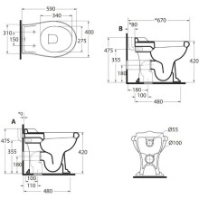Приставной унитаз Azzurra Jubilaeum JUB110/P bi