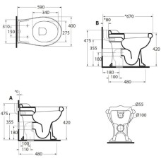 Приставной унитаз Azzurra Jubilaeum JUB110/P bi