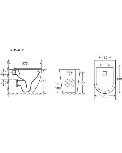 Унитаз Grossman GR-PR4411S приставной с сиденьем Микролифт