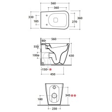 Унитаз приставной Globo Stone ST001bi