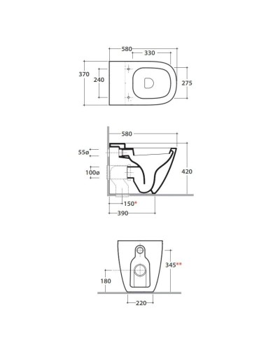 Унитаз приставной Globo Stockholm LA001.bi