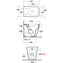 Унитаз приставной Globo Stone ST002bi