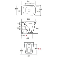 Унитаз приставной Globo Stone ST002bi