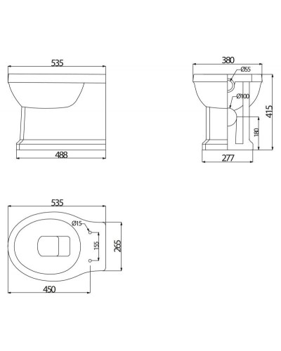 Унитаз приставной BelBagno Trevi BB135CBL