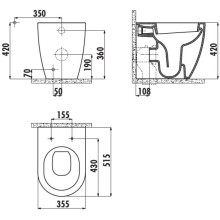Унитаз приставной Creavit Free FE350-11CB00E-0000