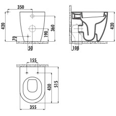 Унитаз приставной Creavit Free FE350-11CB00E-0000