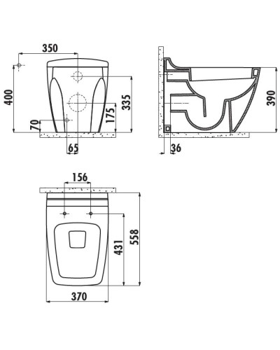Унитаз приставной с функцией биде Creavit Bull BL35000000