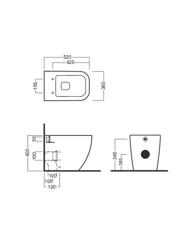 Унитаз Hatria Bianca Y3AL01 приставной без сиденья