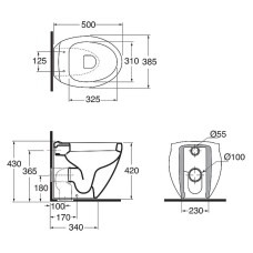 Унитаз Azzurra Clas+ CLP 150/P bi+CLA1850/F bi/cr приставной с сиденьем Микролифт