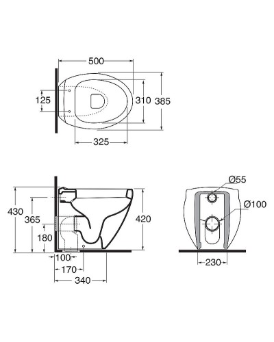 Унитаз Azzurra Clas+ CLP 150/P bi+CLA1850/F bi/cr приставной с сиденьем Микролифт