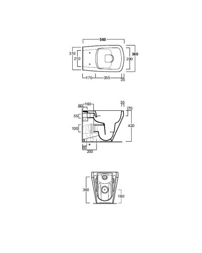 Унитаз Simas Baden Baden BB01bi приставной без сиденья