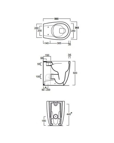 Унитаз Simas Vignoni VI21bi приставной без сиденья