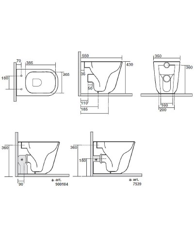 Унитаз Kerasan Tribeca 511831 приставной Черный матовый без сиденья