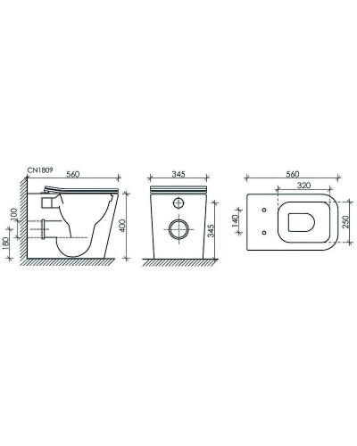 Унитаз Ceramica Nova Cubic CN1809 приставной с сиденьем Микролифт