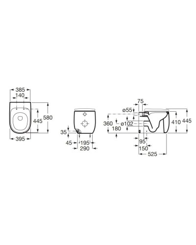 Приставной безободковый унитаз Roca Beyond 3470B7000