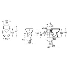 Приставной безободковый унитаз Roca Carmen 3440A9000