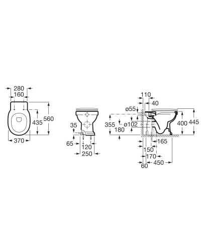 Приставной безободковый унитаз Roca Carmen 3440A9000