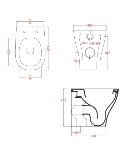 Приставной унитаз Artceram Ten TEV002 01 00 bi