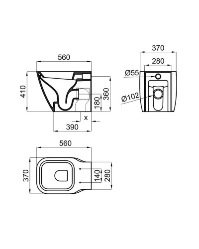 Приставной унитаз Noken Essence C N365850109