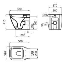 Приставной унитаз Noken Essence C N365850112