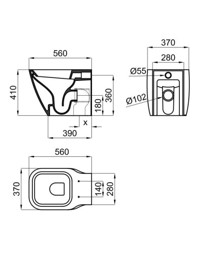 Приставной унитаз Noken Essence C N365850112